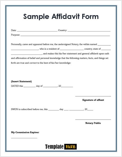 Free Printable Affidavit Template