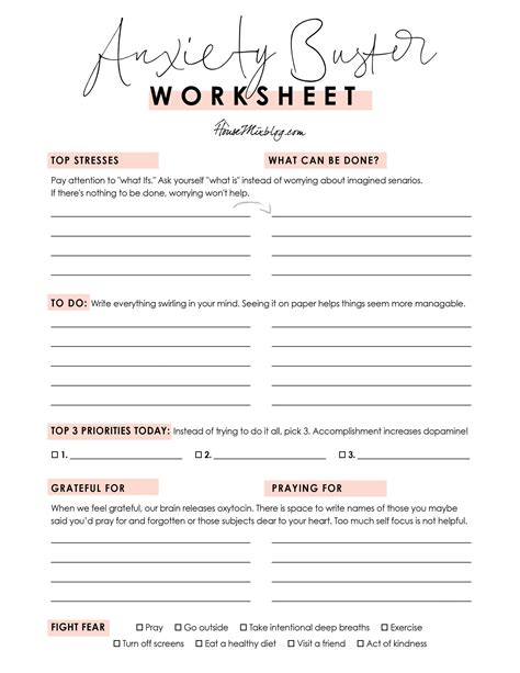 Free Printable Anxiety Worksheets Pdf