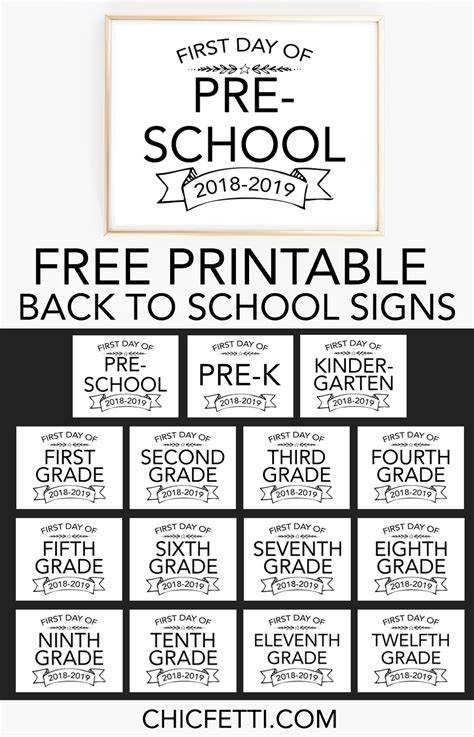 Free Printable Back To School Signs