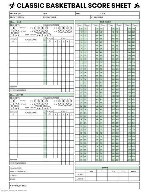 Free Printable Basketball Score Sheet
