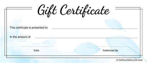 Free Printable Blank Gift Certificate
