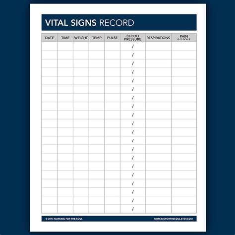 Free Printable Blank Vital Signs Chart