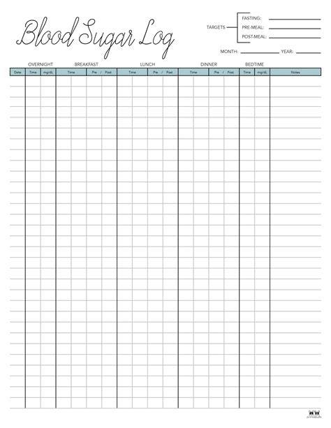 Free Printable Blood Glucose Log Sheet