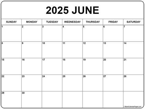 Free Printable Calendar June 2025