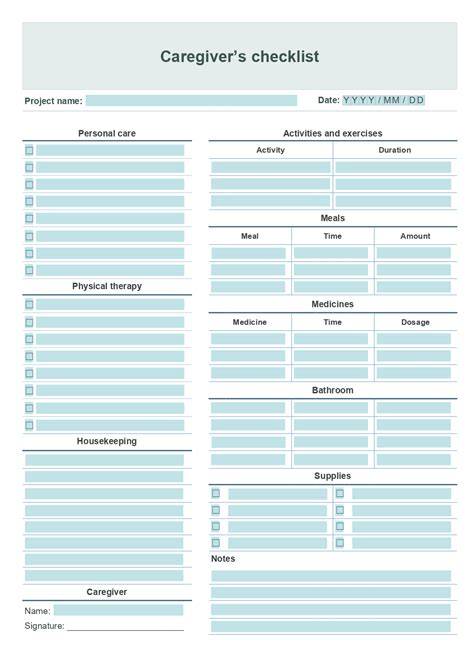 Free Printable Caregiver Forms Pdf