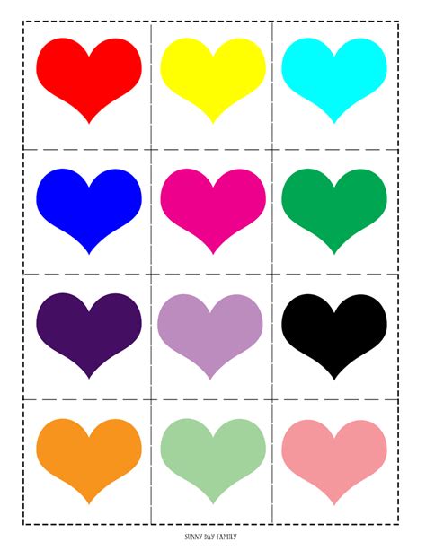 Free Printable Colored Hearts