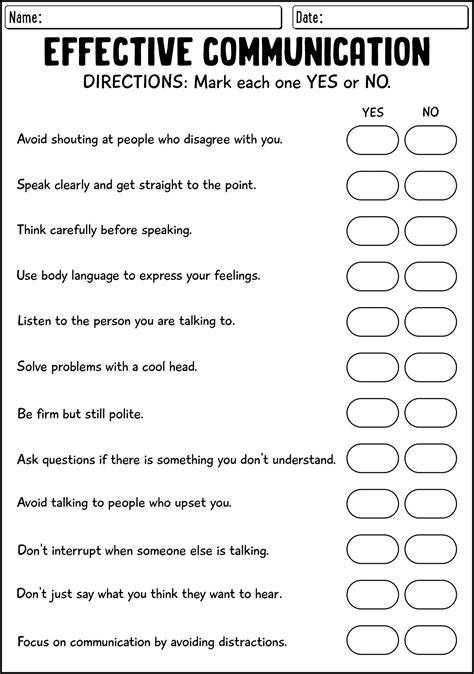 Free Printable Communication Skills Worksheets