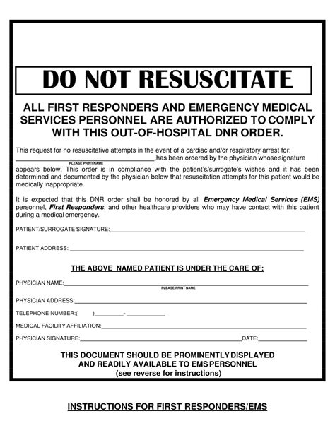 Free Printable Dnr Form