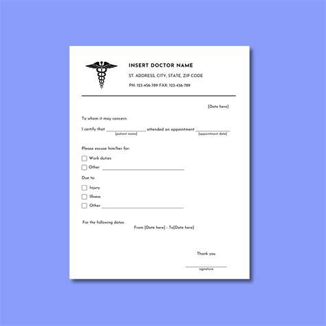 Free Printable Doctors Excuse
