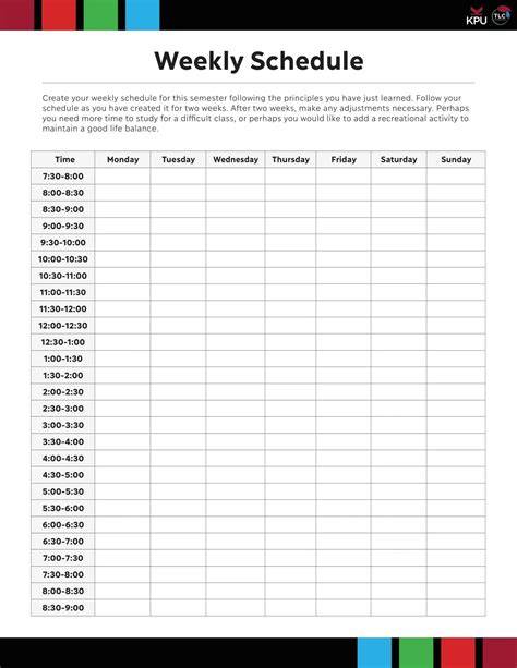 Free Printable Editable Weekly Calendar Schedule