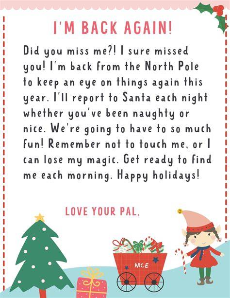 Free Printable Elf Return Letters