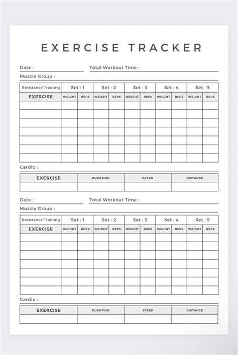 Free Printable Exercise Tracker
