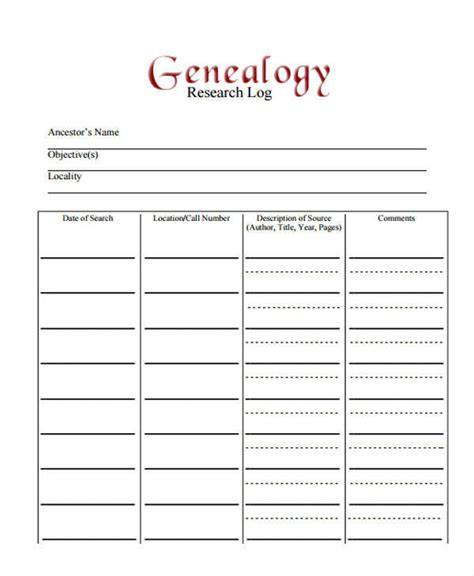 Free Printable Genealogy Research Log