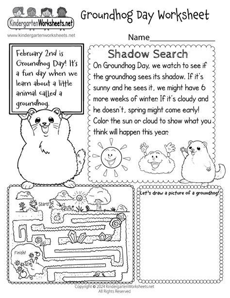 Free Printable Groundhog Day Worksheets