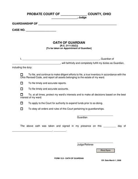 Free Printable Guardianship Forms Ohio