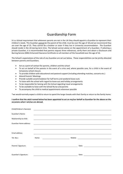 Free Printable Guardianship Forms Pdf
