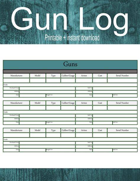 Free Printable Gun Inventory Sheet