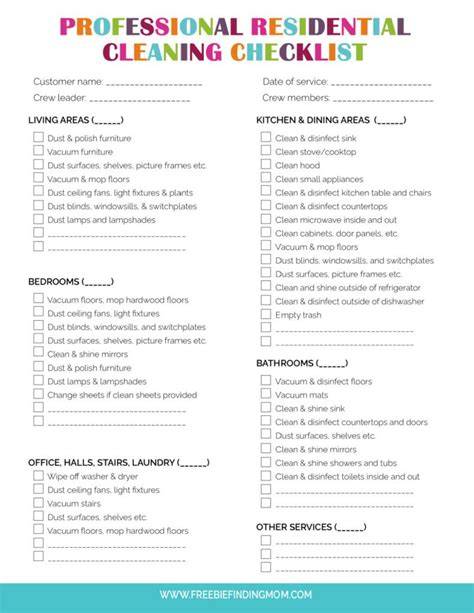 Free Printable House Cleaning Checklist Pdf