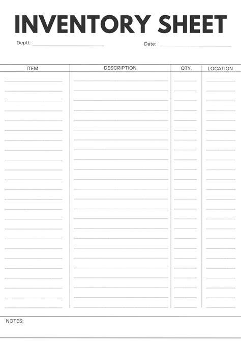 Free Printable Inventory Sheets Pdf