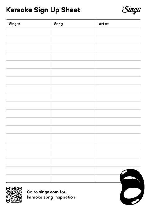 Free Printable Karaoke List Templates