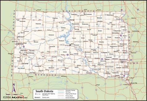 Free Printable Map Of South Dakota