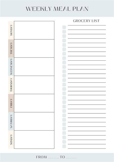 Free Printable Meal Plan Template