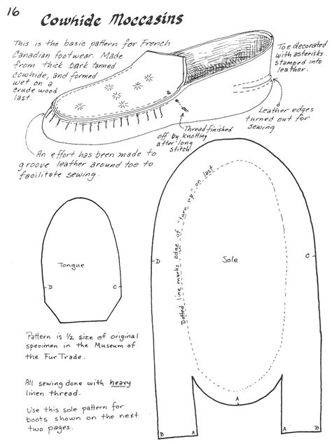 Free Printable Mens Moccasin Boot Pattern