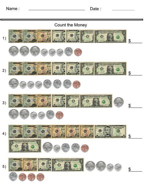 Free Printable Money Math Sheets