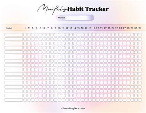 Free Printable Monthly Habit Tracker
