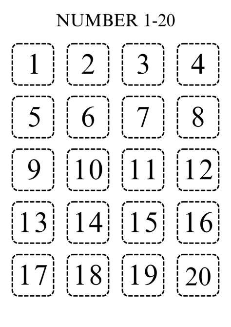 Free Printable Numbers 1 20