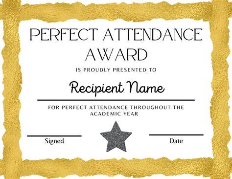 Free Printable Perfect Attendance Award Certificates