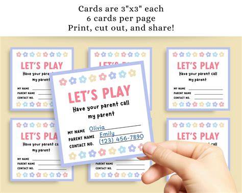 Free Printable Play Date Cards