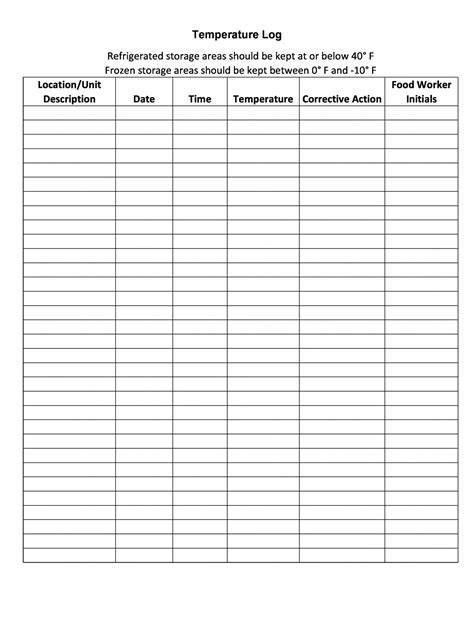 Free Printable Refrigerator Temperature Log Sheet
