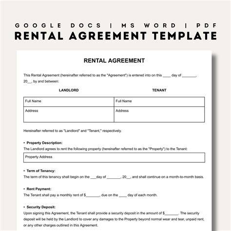 Free Printable Rental Agreement