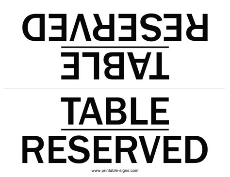 Free Printable Reserved Signs