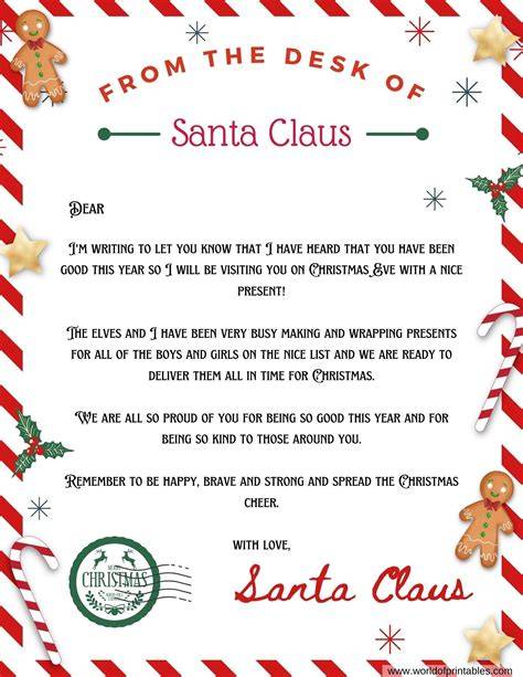 Free Printable Sample Letters From Santa