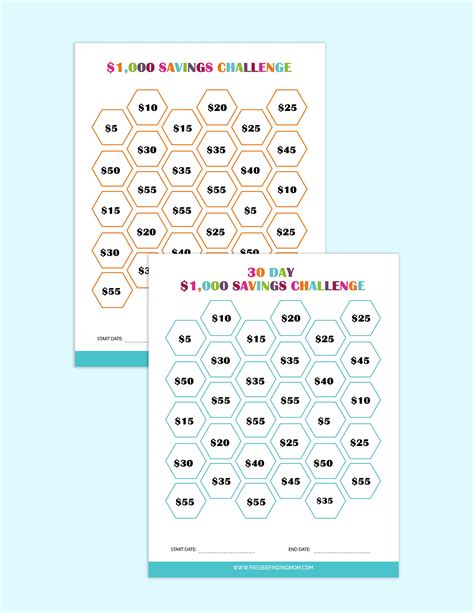 Free Printable Savings Challenges