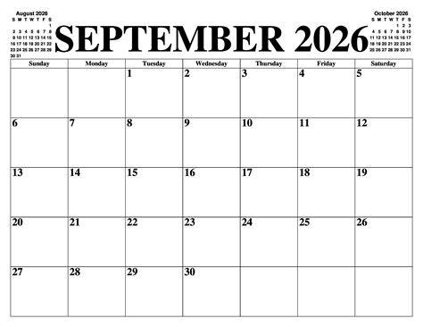 Free Printable September Calendar