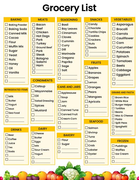 Free Printable Shopping Lists