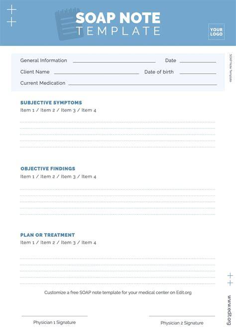 Free Printable Soap Note Template