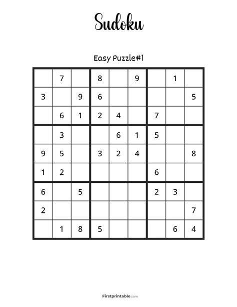 Free Printable Sudoku Puzzles Easy