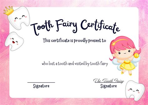 Free Printable Tooth Fairy Certificate