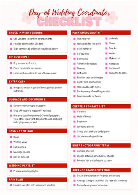 Free Printable Wedding Coordinator Checklist