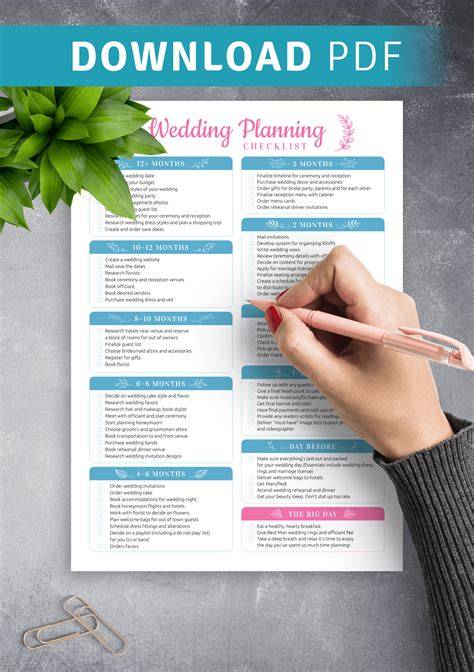 Free Printable Wedding Planning Checklist