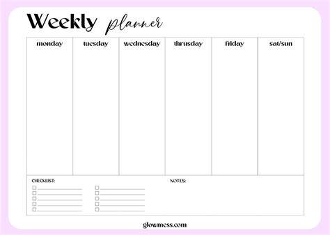 Free Printable Weekly Calendar Template Pdf