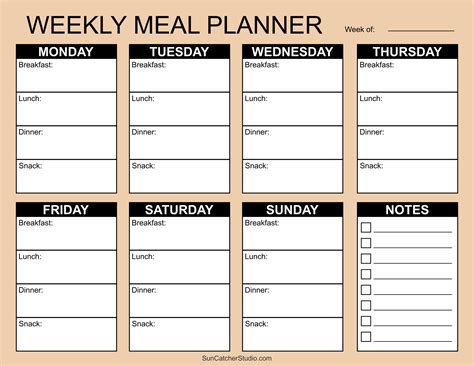 Free Printable Weekly Meal Plan Template