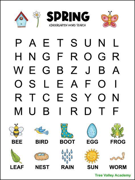 Free Printable Word Search For Kindergarten