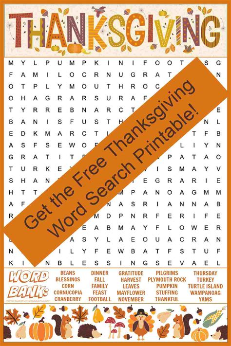 Free Printable Word Search For Thanksgiving