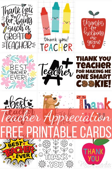 Free Printables For Teacher Appreciation