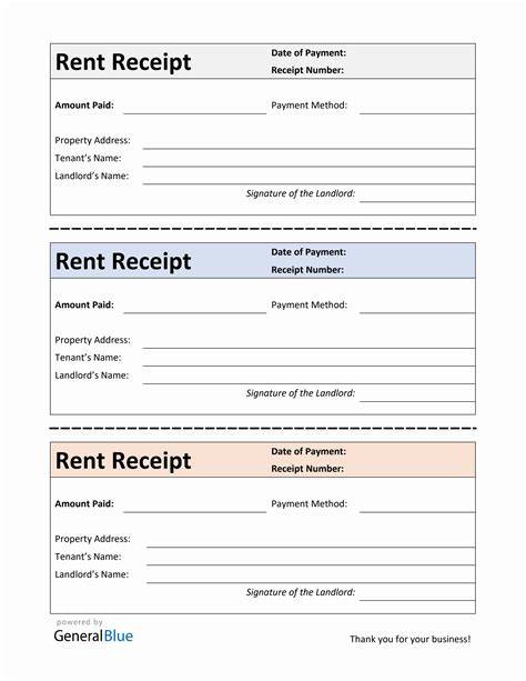 Free Rent Receipts Printable